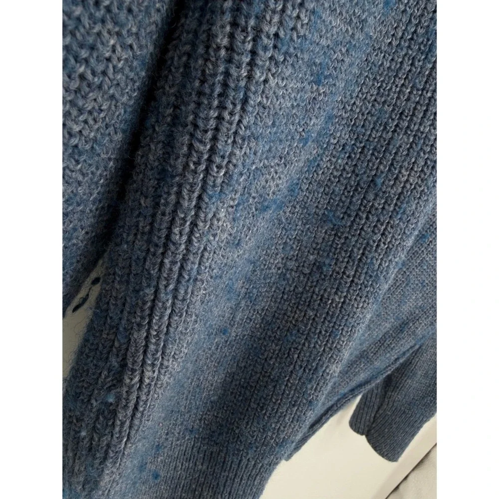 Vtg LL Bean High Trek Wool Yarn Knit Sweater Mens Medium Tall Blue Marl USA